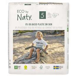 Одноразові дитячі підгузки "ECO BY NATY". Розмір 5 (11-25 кг), 22шт. в упаковці.